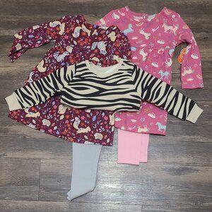 Mix N Match 5 Piece Cotton Blend Animal Print Sweatshirt Bottoms Tunic Tops